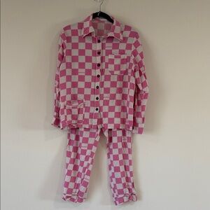 Cozy Pink Checkered Women's Pajama Set